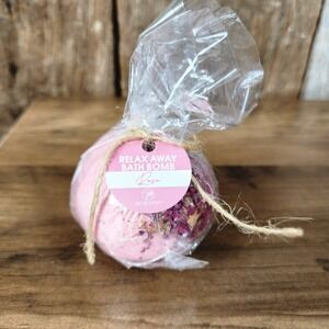 Peacoeye Relax Away Bath Bomb Rose Scent with Dried Petals‎ Pink Spa Gift